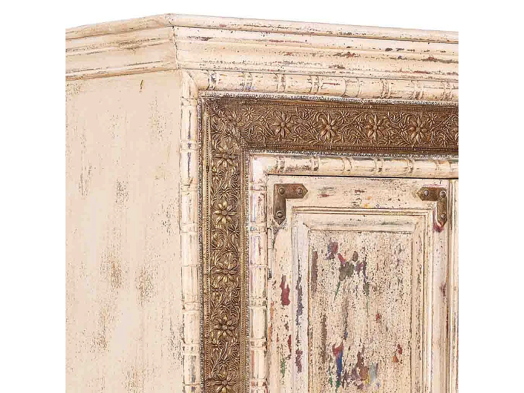 Armário de madeira artesanal branco 100x45x178 cm