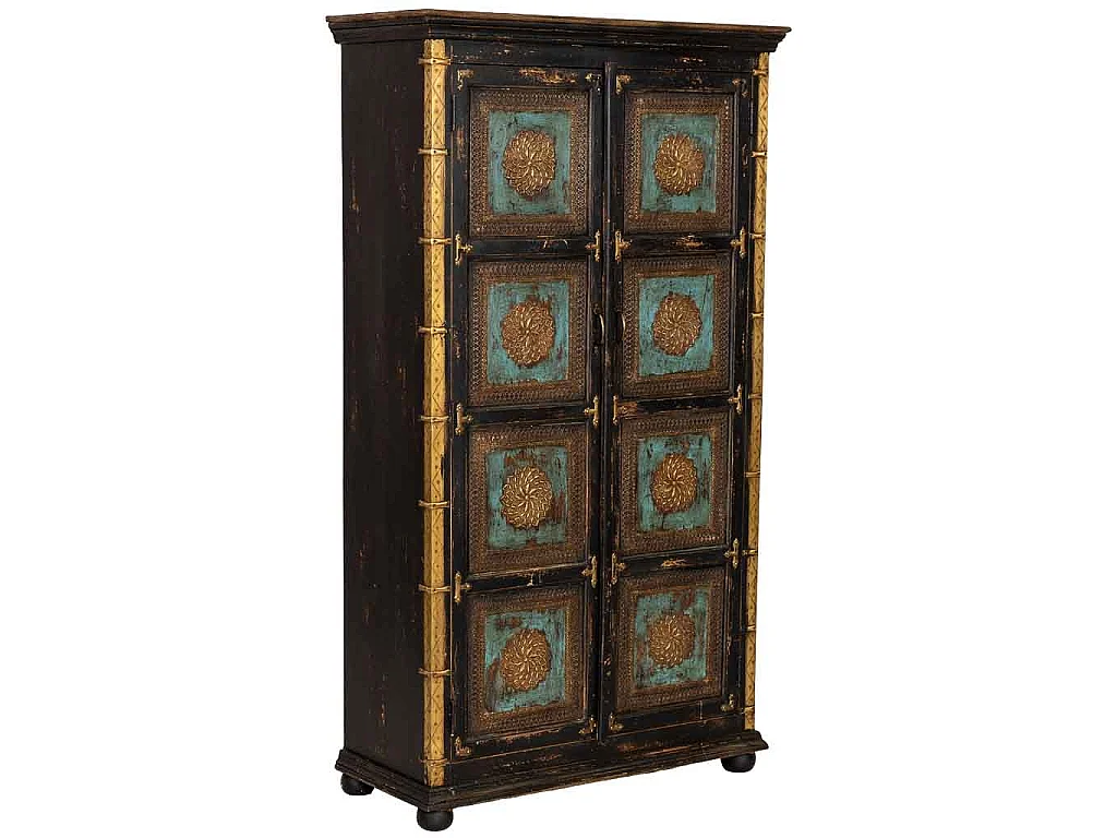 Armario de madera artesanal negro 102x44x183h cm