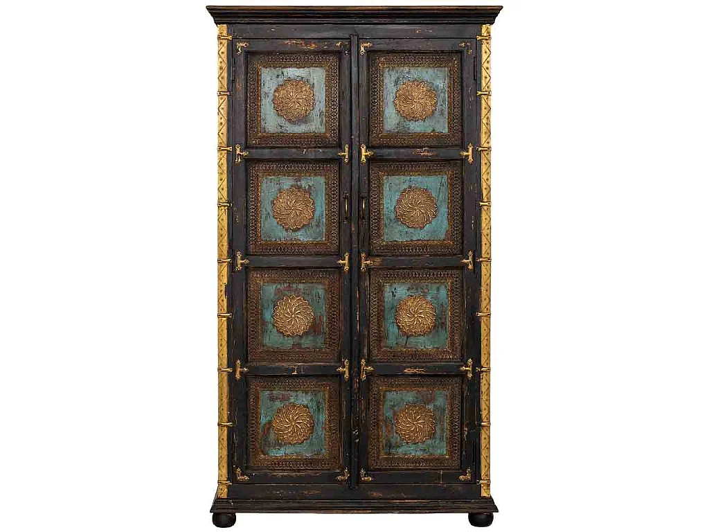 Armario de madera artesanal negro 102x44x183h cm