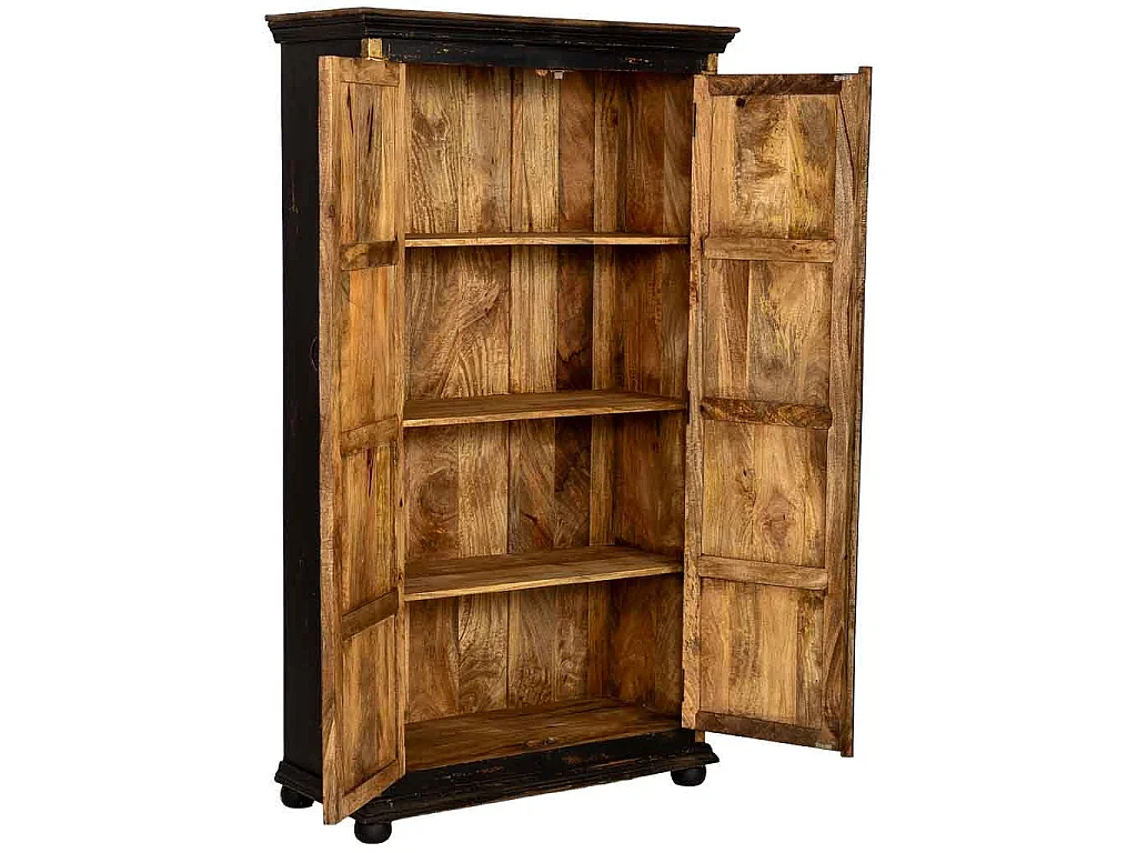 Armario de madera artesanal negro 102x44x183h cm