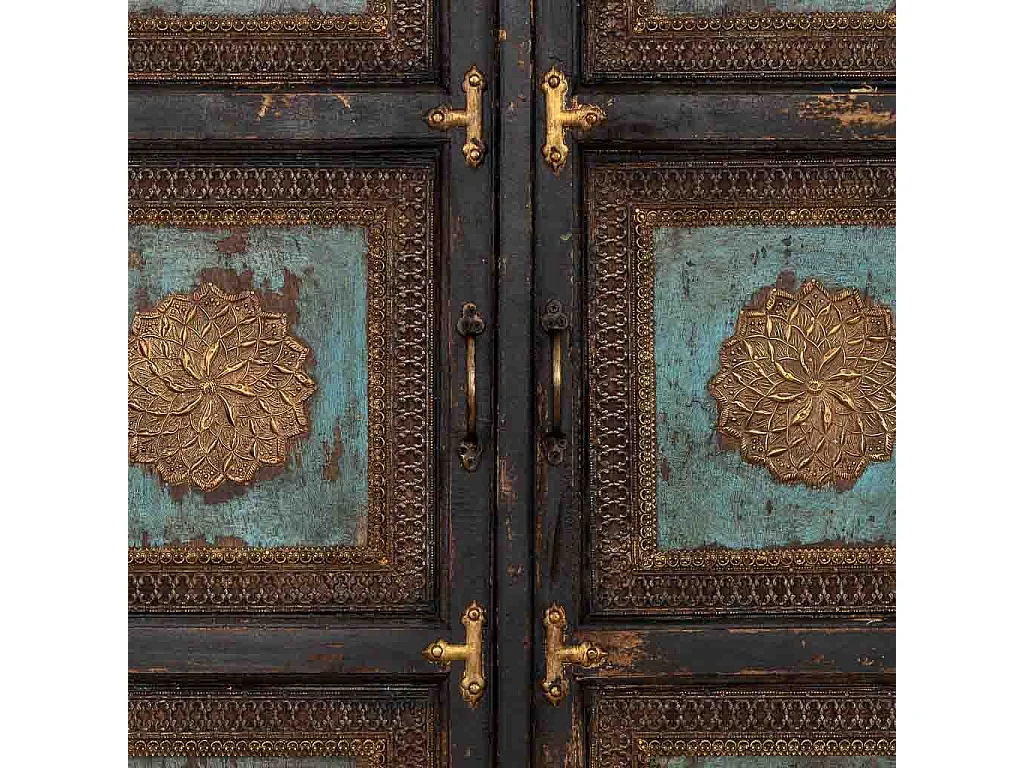 Armario de madera artesanal negro 102x44x183h cm