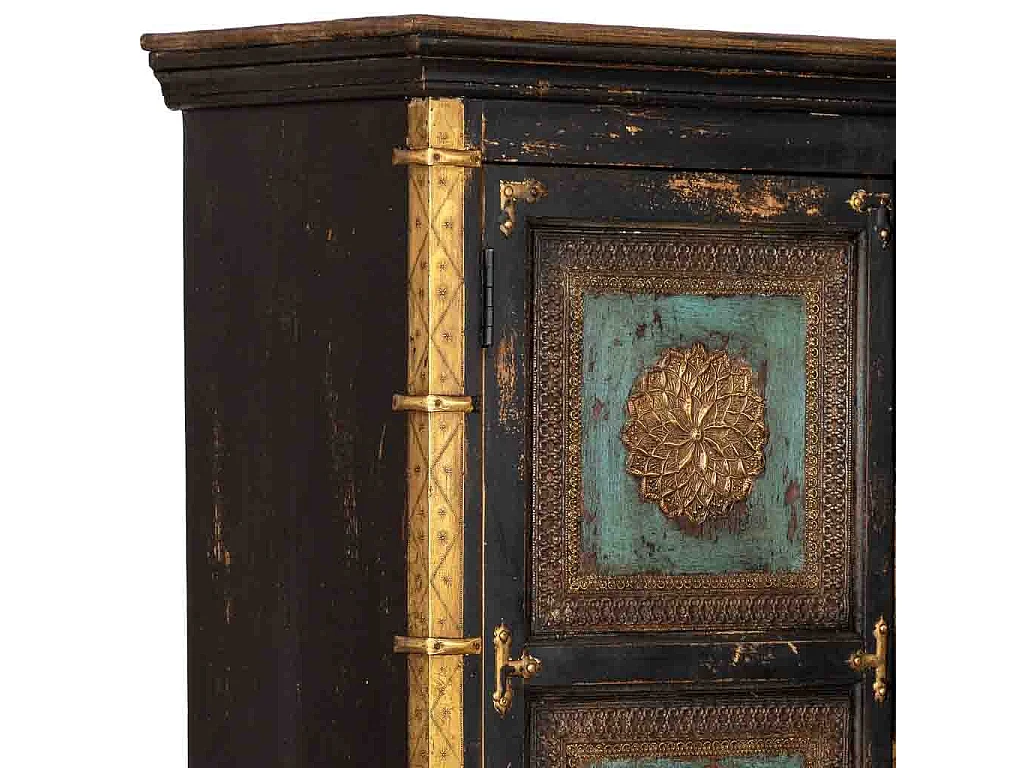 Armario de madera artesanal negro 102x44x183h cm