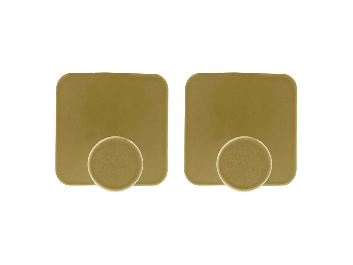 Lot de 2 Patères Adhésives Carrées "Fixeo" 5cm Or
