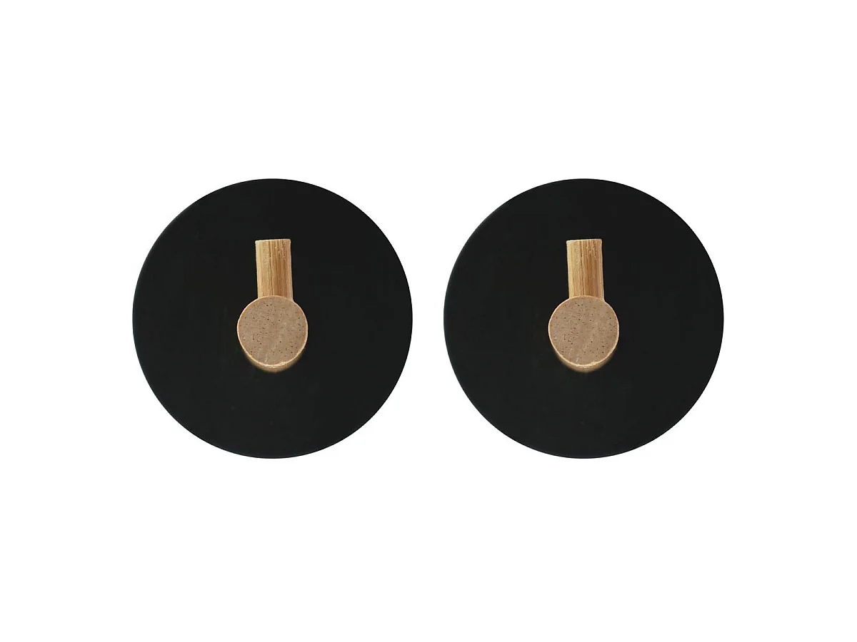 Lot de 2 Patères Adhésives en Métal "Fixeo" 5cm Noir