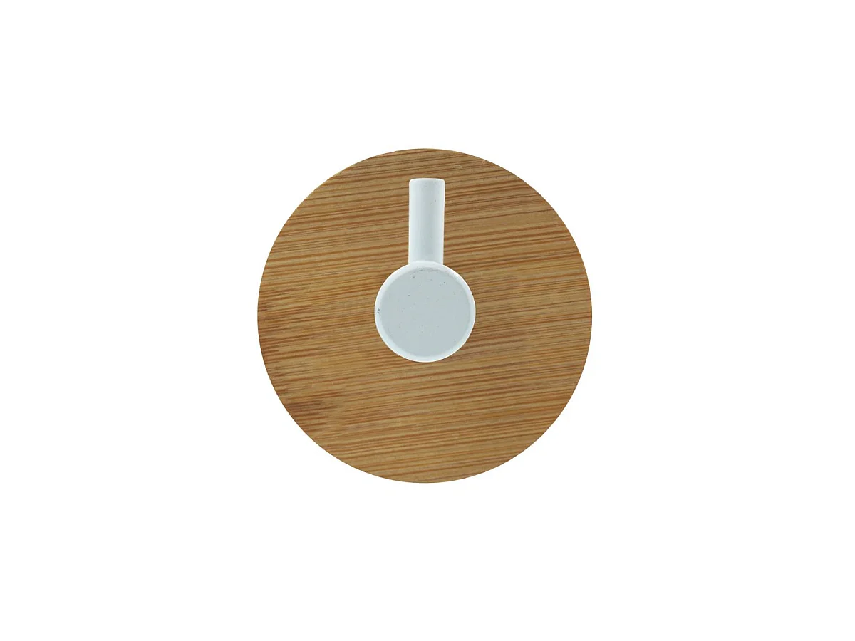 Lot de 2 Patères Adhésives en Bambou "Fixeo" 5cm Naturel & Blanc