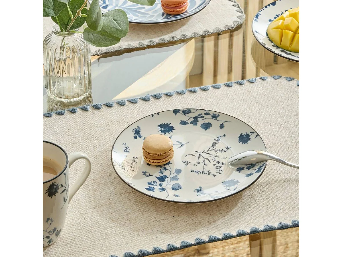 Lot de 6 Assiettes à Dessert "Umami Fleur" 19cm Bleu