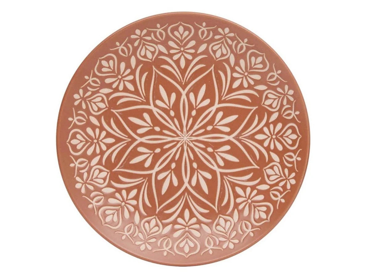 Lot de 6 Assiettes à Dessert en Céramique "Inès" 21cm Terracotta