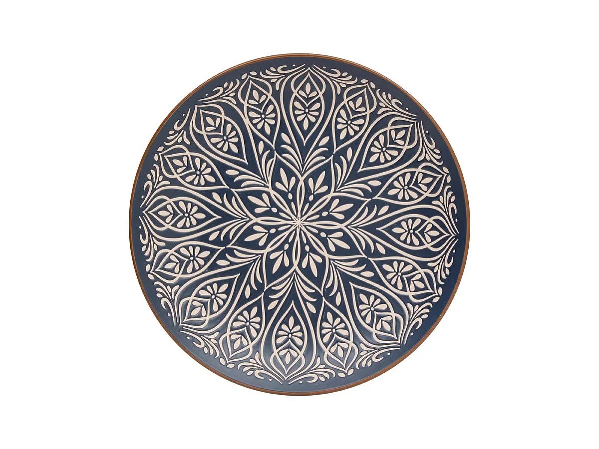 Lot de 6 Assiettes à Dessert en Céramique "Inès" 21cm Bleu