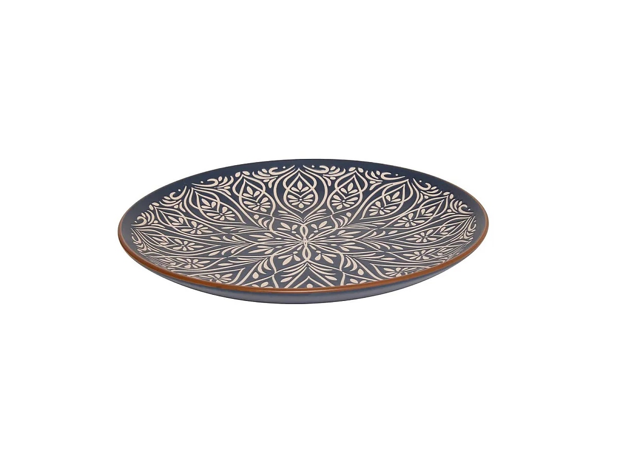 Lot de 6 Assiettes à Dessert en Céramique "Inès" 21cm Bleu