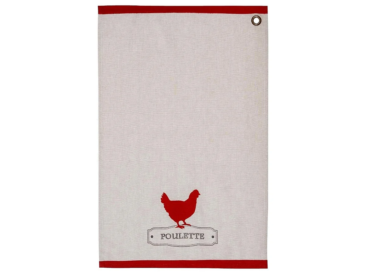 Lot de 2 Torchons de Cuisine "Poulette" 70cm Multicolore