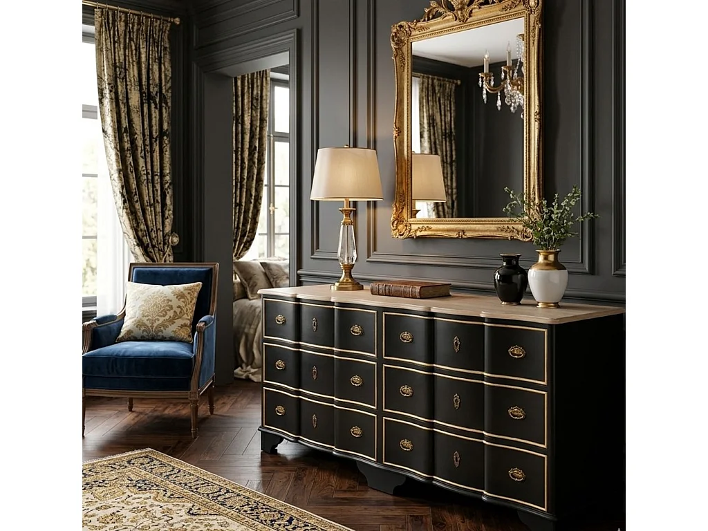 Credenza in legno 193x50x80h cm nera