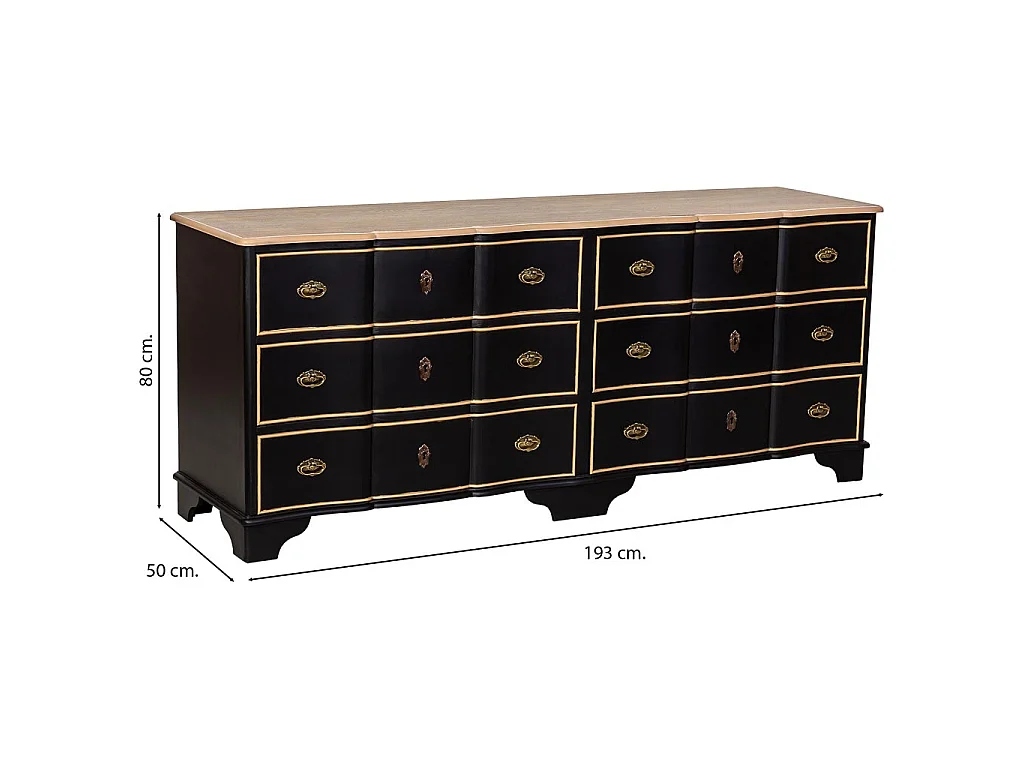 Credenza in legno 193x50x80h cm nera
