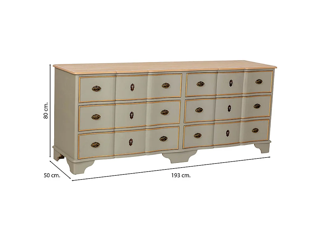 Grünes Sideboard aus Holz, 193x50x80h cm