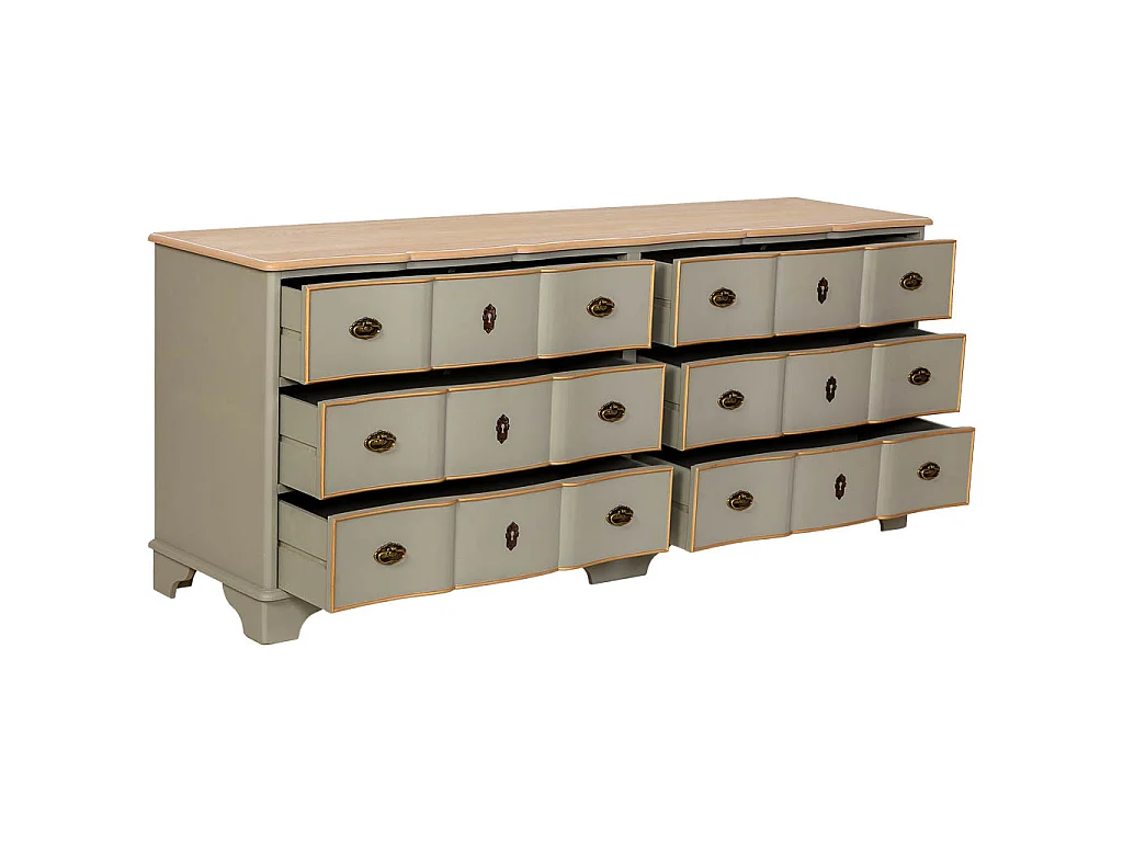 Grünes Sideboard aus Holz, 193x50x80h cm
