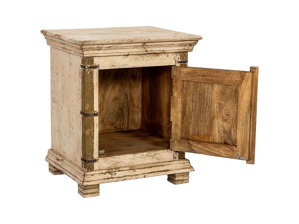Mesa de cabeceira madeira artesanal branca 50x40x59h cm