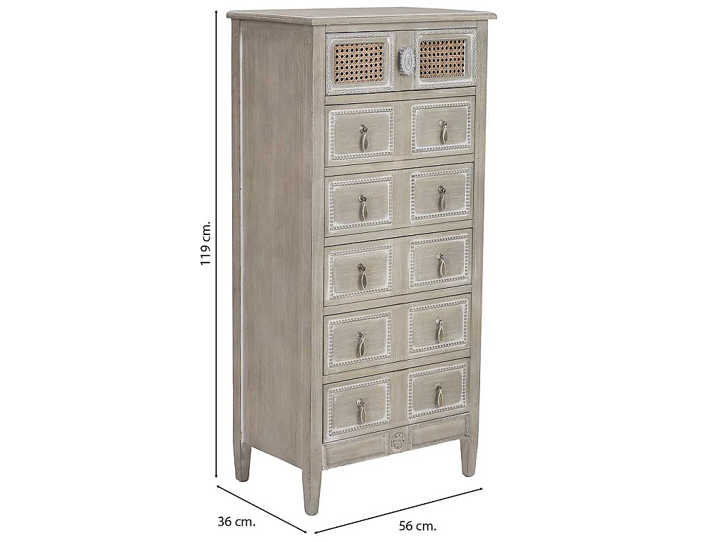 Cassettiera in legno verde 56x36x119h cm
