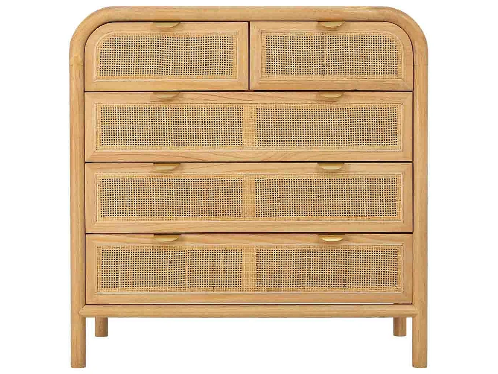Cómoda de madera y ratán marrón 80x40x81h cm