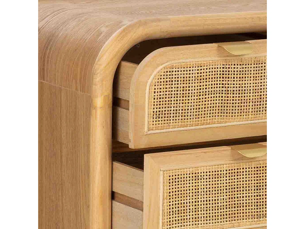 Cómoda de madera y ratán marrón 80x40x81h cm