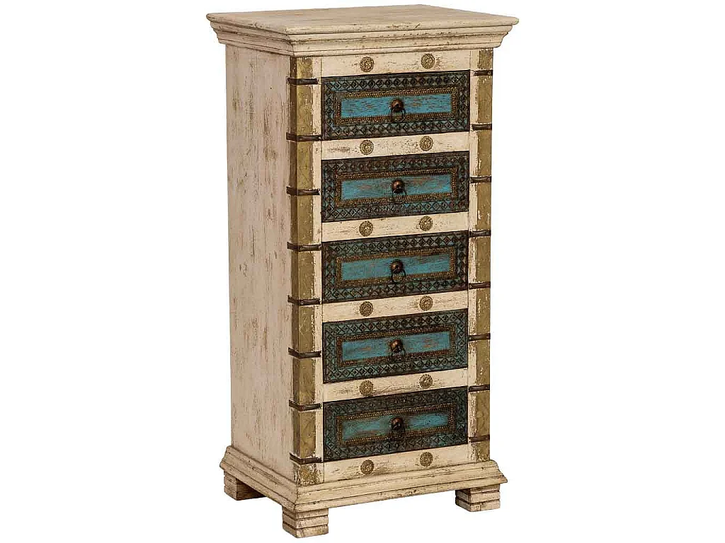 Commode artisanale en bois blanc 50x40x100h cm