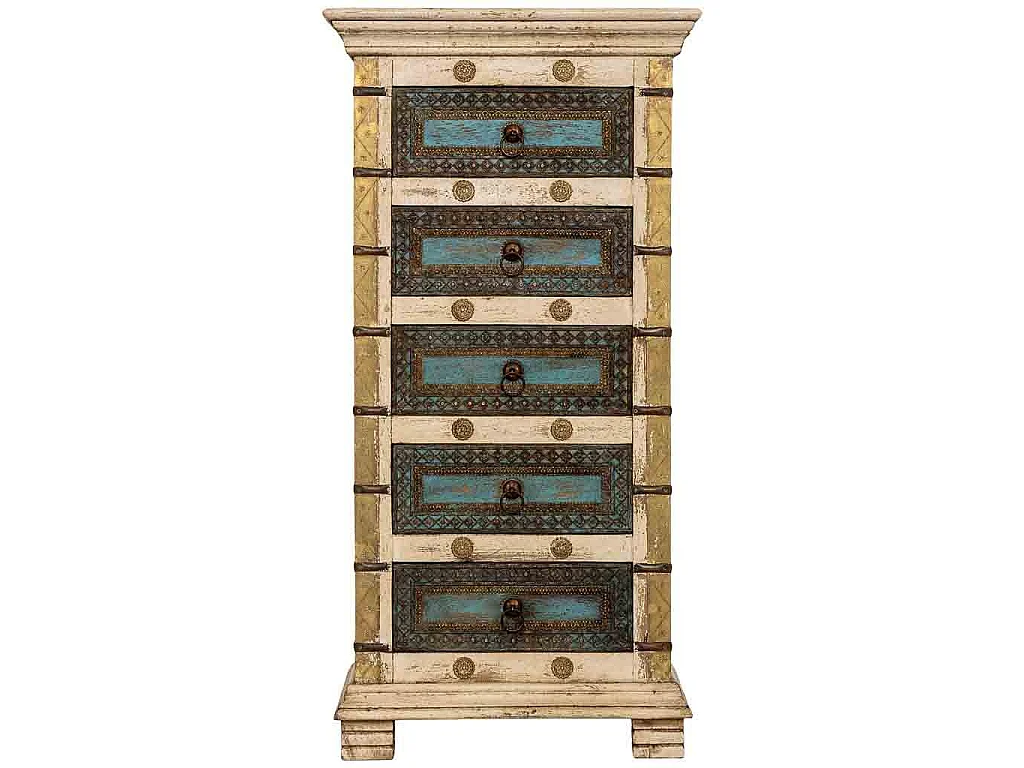 Commode artisanale en bois blanc 50x40x100h cm