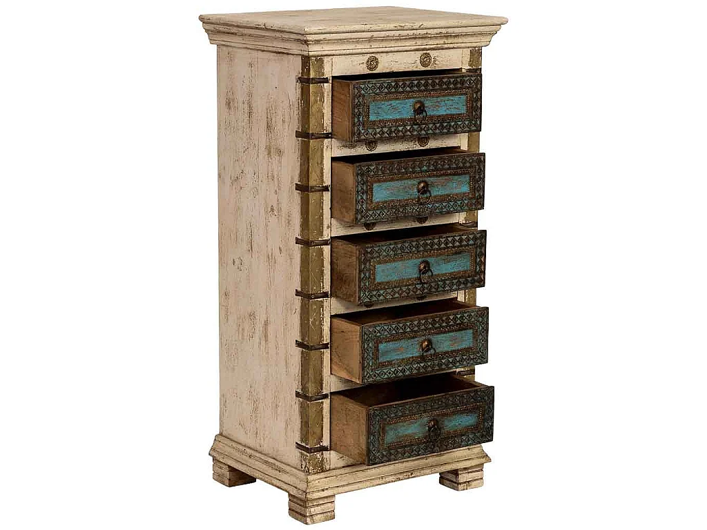 Commode artisanale en bois blanc 50x40x100h cm