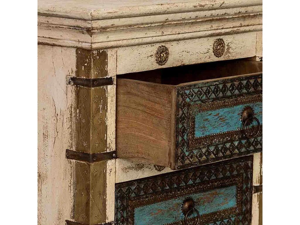 Commode artisanale en bois blanc 50x40x100h cm