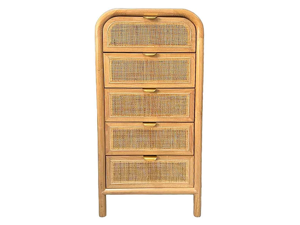 Cassapanca in legno e rattan marrone 46x37x100h cm