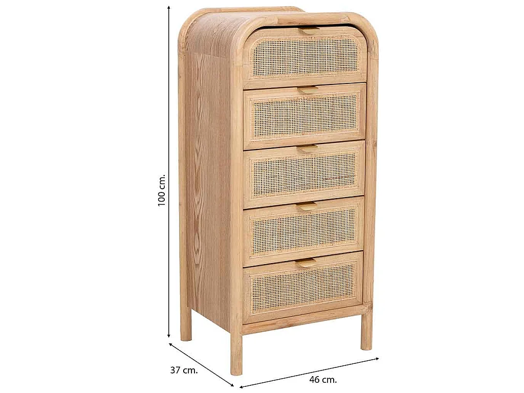 Cassapanca in legno e rattan marrone 46x37x100h cm