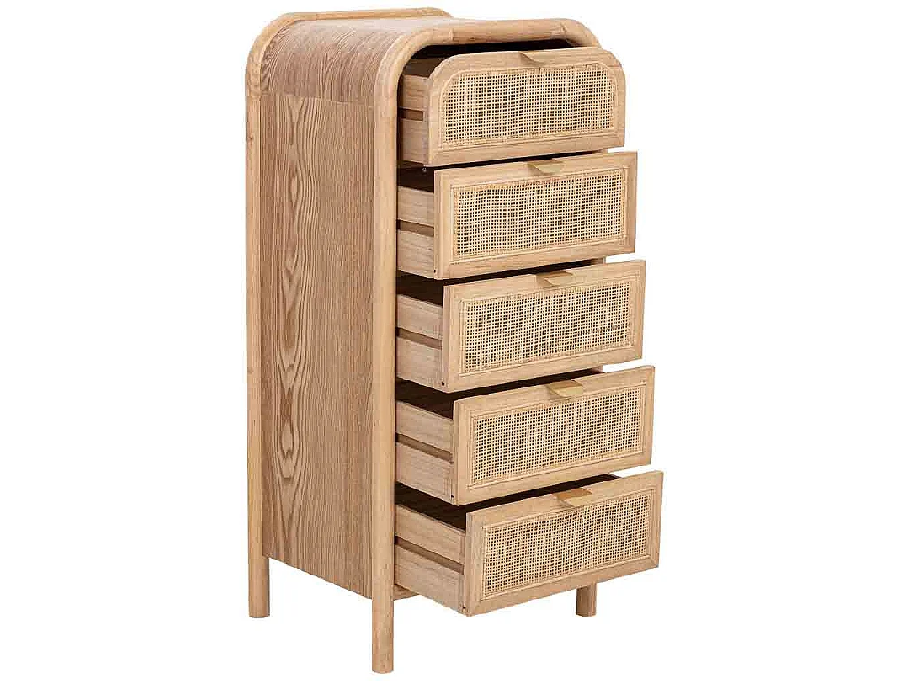 Cassapanca in legno e rattan marrone 46x37x100h cm