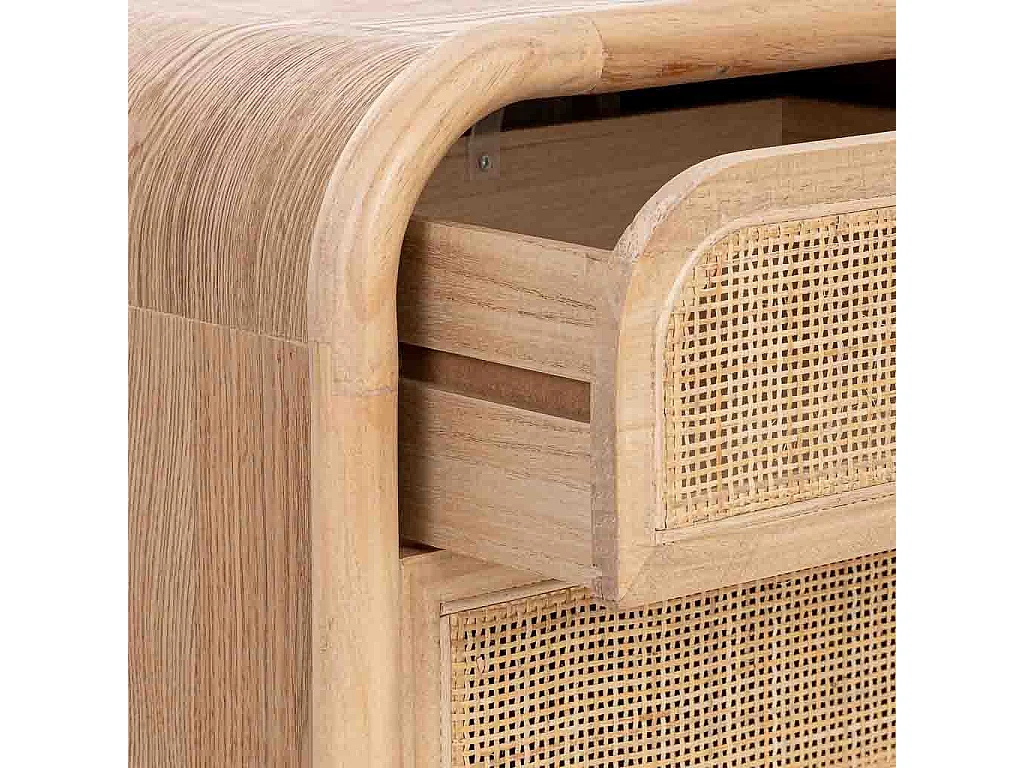 Cassapanca in legno e rattan marrone 46x37x100h cm