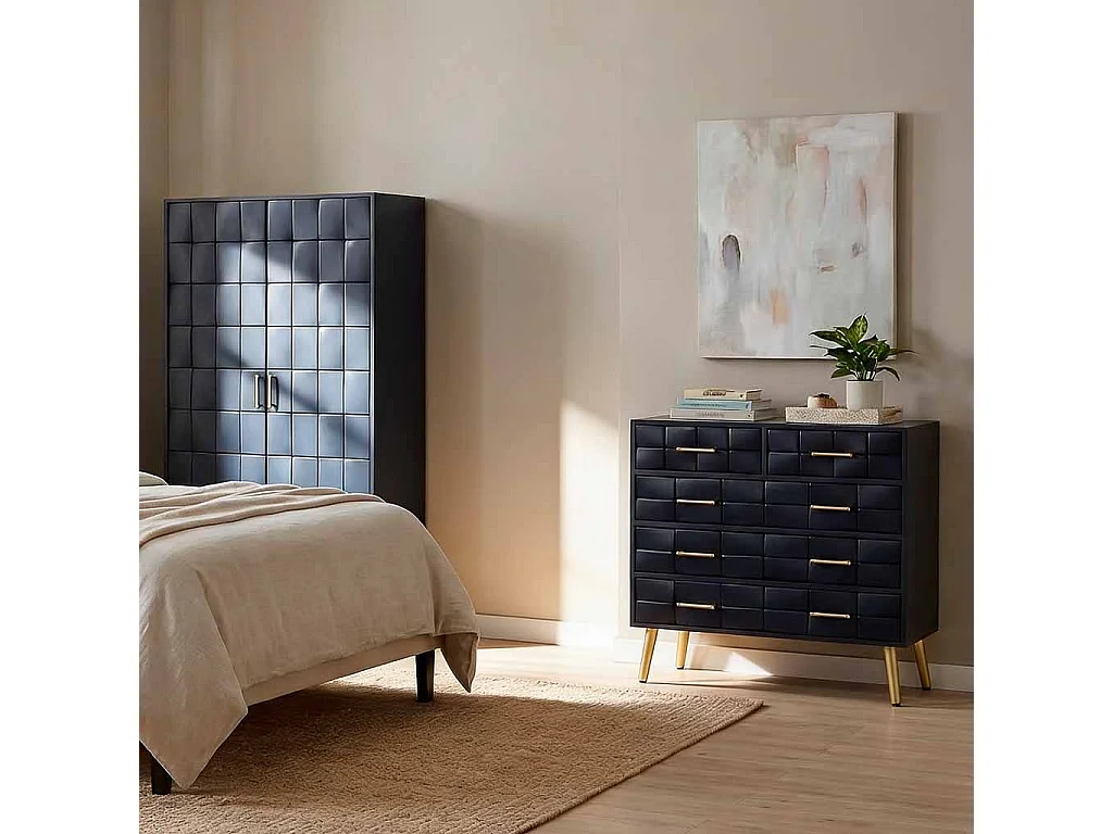 Cassettiera in legno nero 72.5x35x79h cm
