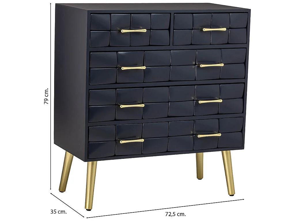 Cassettiera in legno nero 72.5x35x79h cm