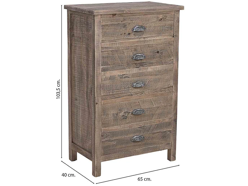 Cassettiera in legno marrone 65x40x103,5h cm