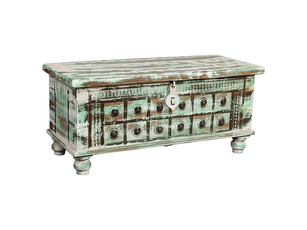 Baúl de madera artesanal verde 98x42x45h cm