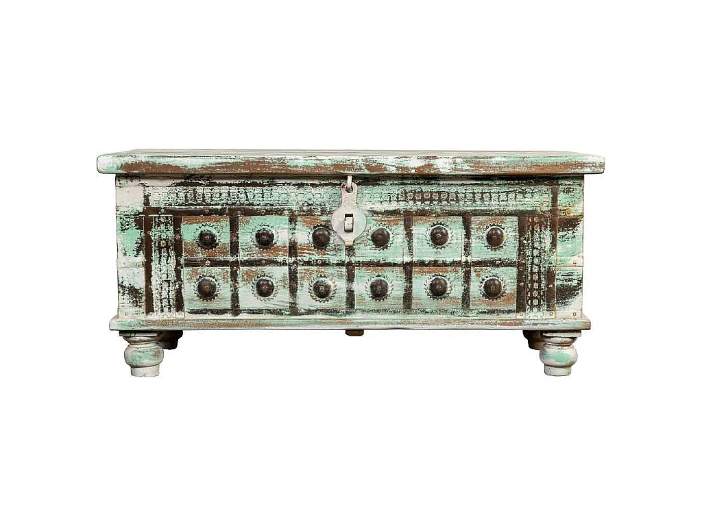 Baúl de madera artesanal verde 98x42x45h cm