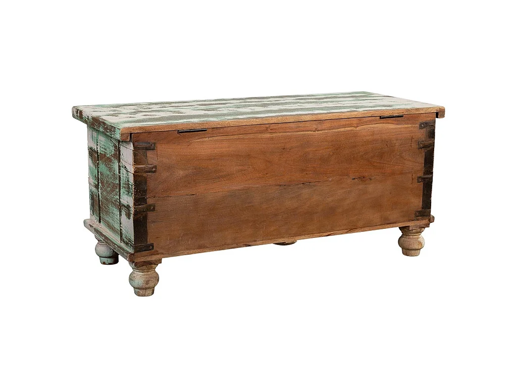 Baúl de madera artesanal verde 98x42x45h cm