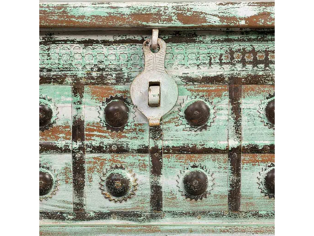 Baúl de madera artesanal verde 98x42x45h cm