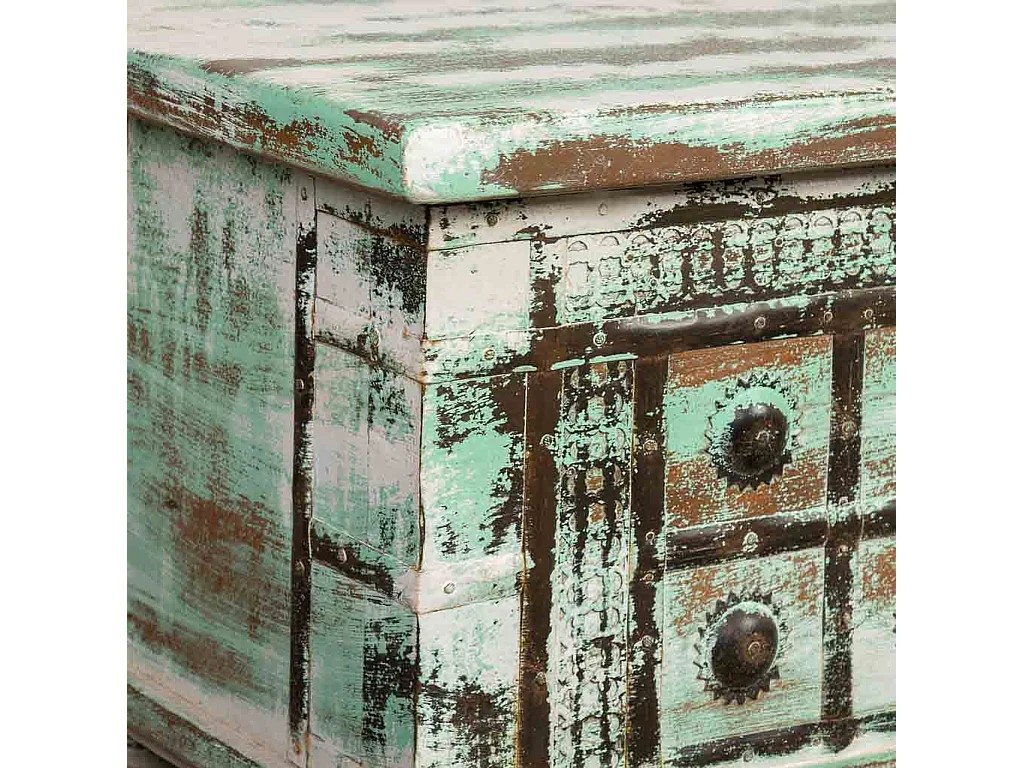Baúl de madera artesanal verde 98x42x45h cm