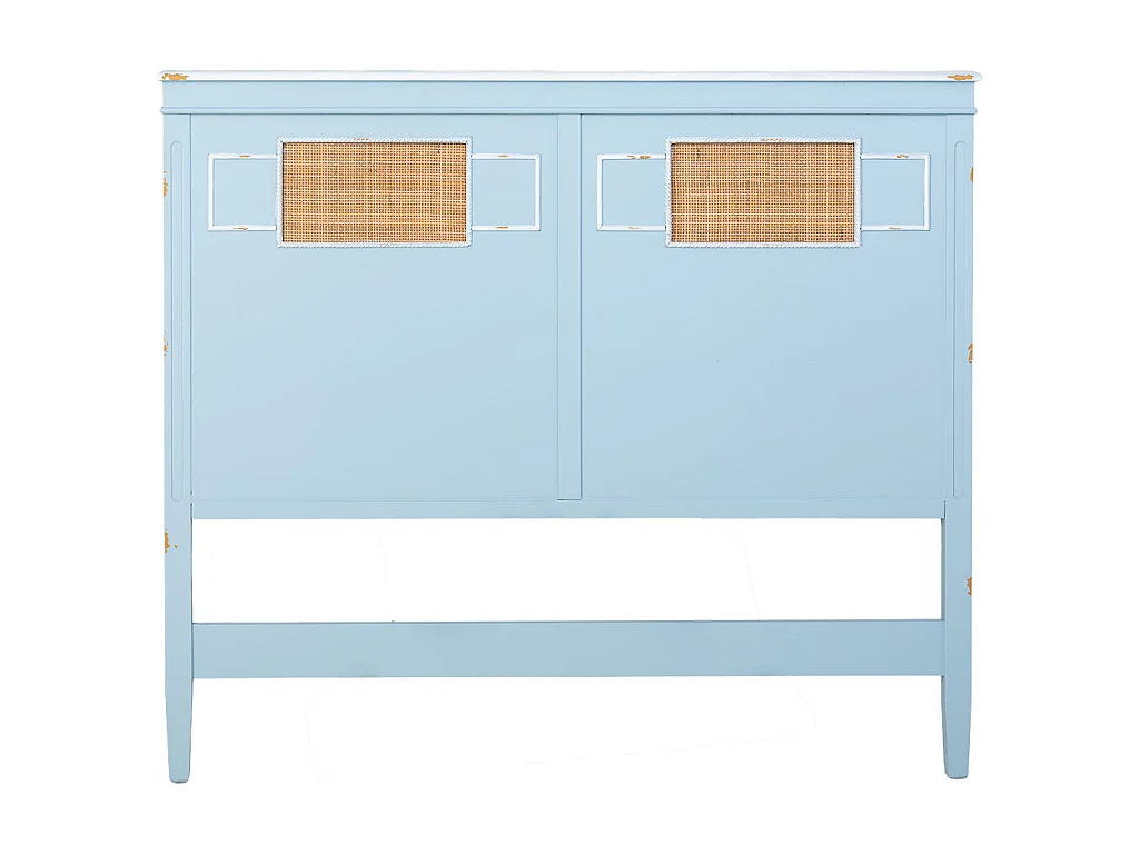 Tête de lit en bois avec grille bleu 150x6x130