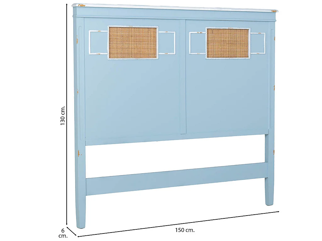 Tête de lit en bois avec grille bleu 150x6x130