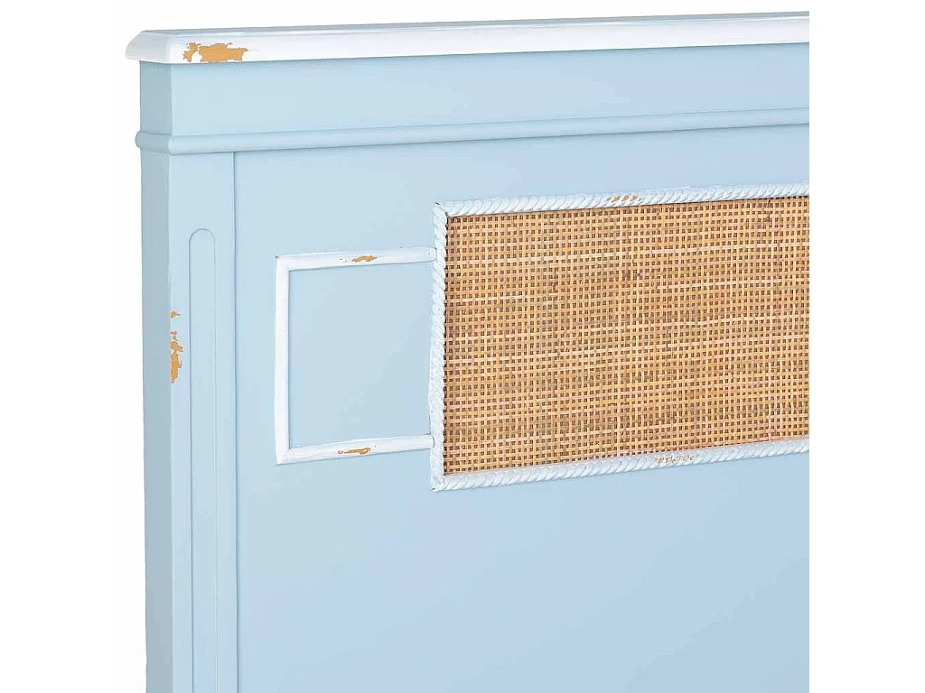 Tête de lit en bois avec grille bleu 150x6x130