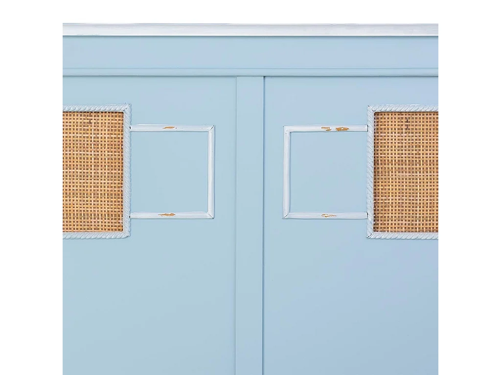 Tête de lit en bois avec grille bleu 150x6x130