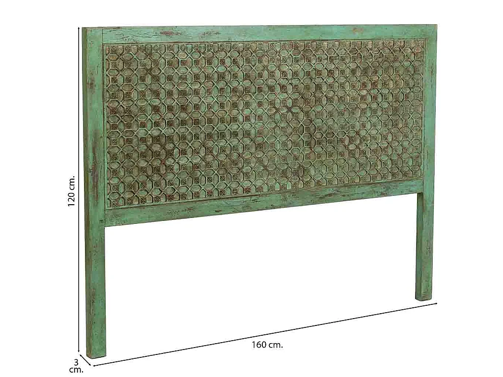 Tête de lit artisanale en bois vert 160 x 3 x 120 cm (h)