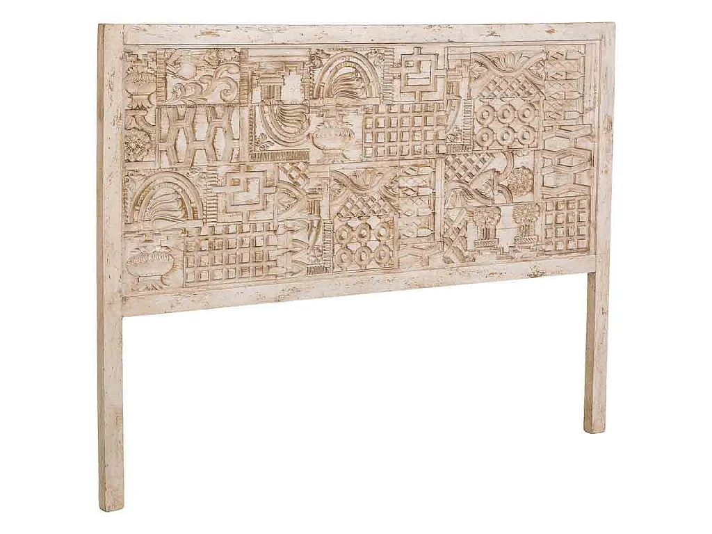 Tête de lit en bois beige sculptée à la main 160 x 3 x 120 cm (h)
