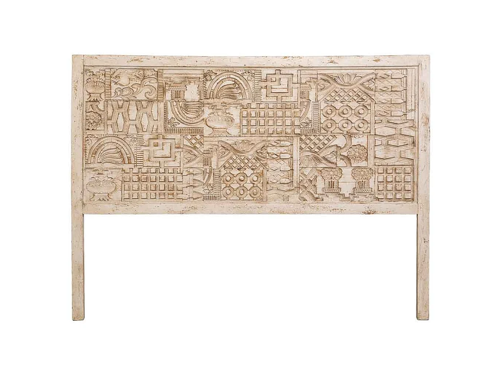 Tête de lit en bois beige sculptée à la main 160 x 3 x 120 cm (h)