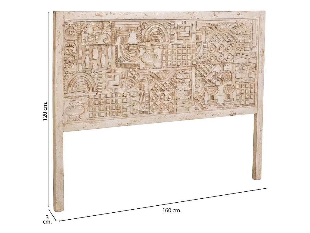 Tête de lit en bois beige sculptée à la main 160 x 3 x 120 cm (h)