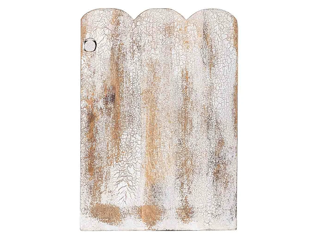 Coffre en bois blanc et brun artisanal 60x36x50h cm