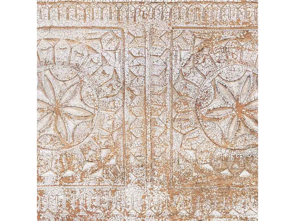 Coffre en bois blanc et brun artisanal 60x36x50h cm