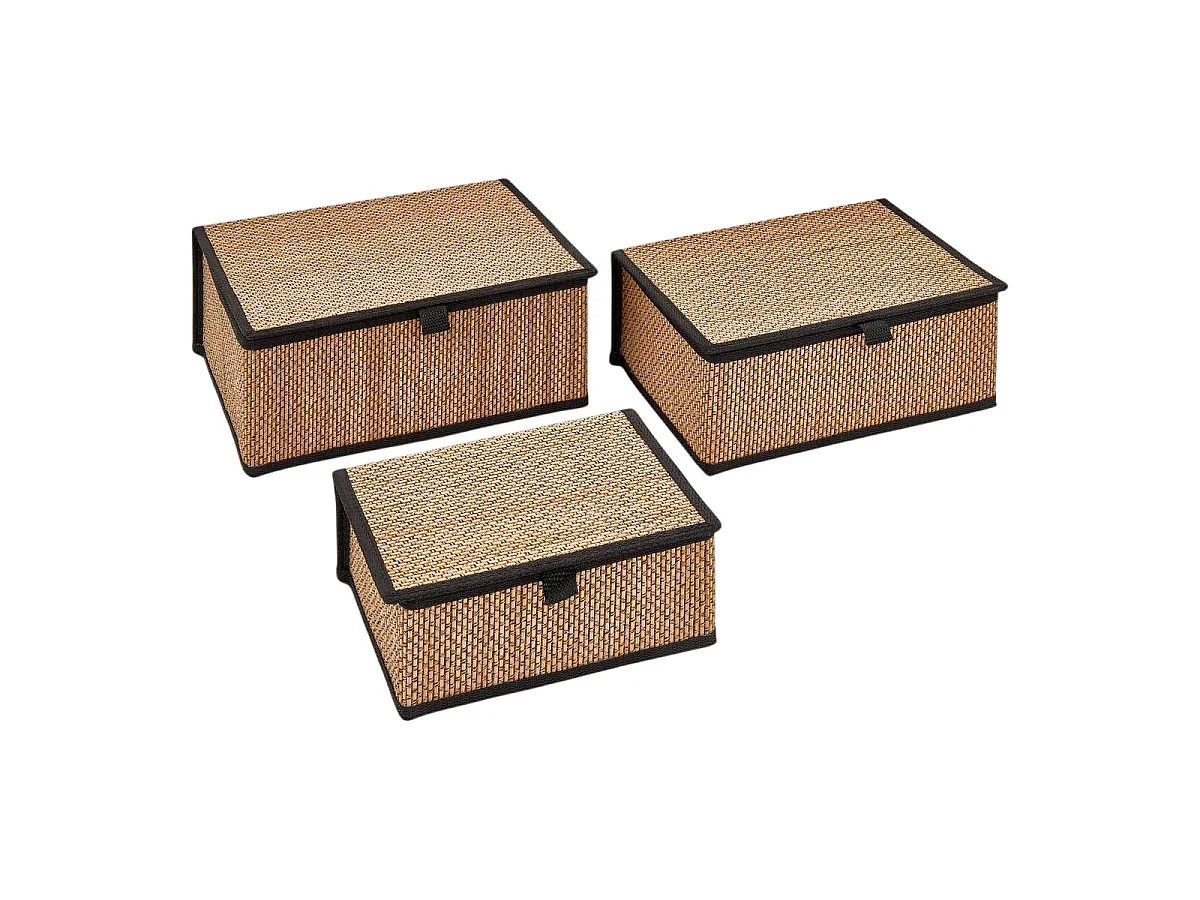 Lot de 3 Boîtes en Bambou "Stemy" 32cm Noir