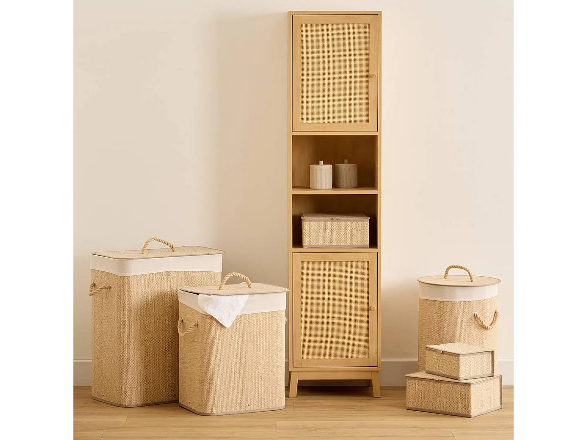 Lot de 3 Boîtes en Bambou "Stemy" 32cm Beige